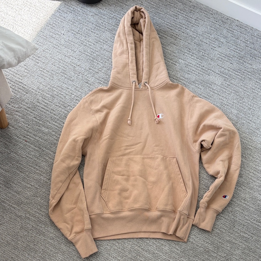 Champion Beige/Tan Pullover Hoodie with Logo